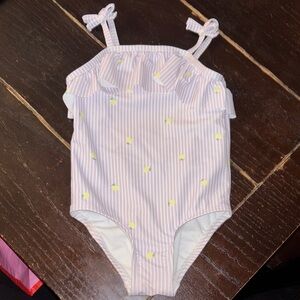 Carter’s Striped Ruffle Swimsuit with Yellow Lemons